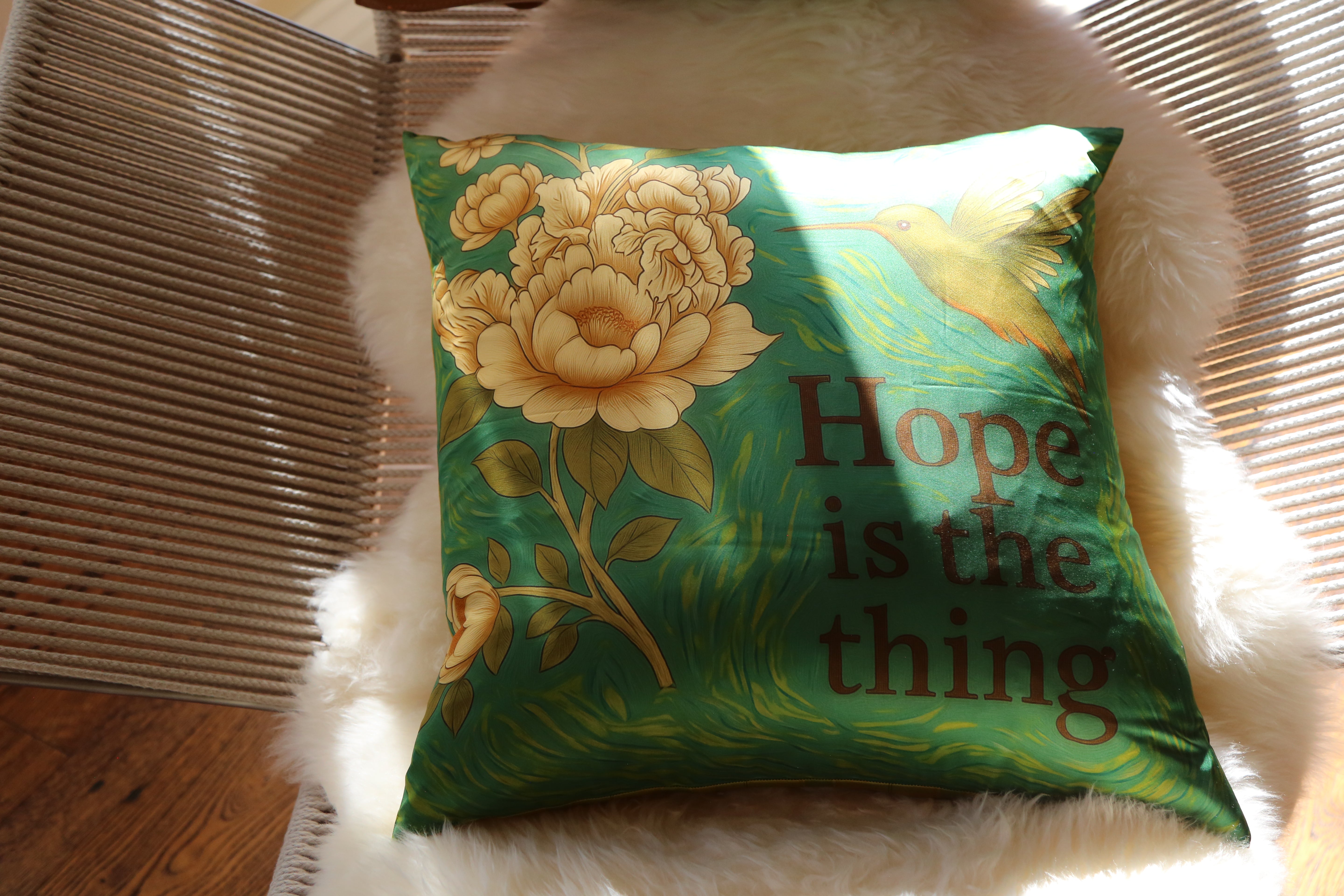 Hope is the thing - 22‑Momme Mulberry Silk Pillow 20×20 (Insert Included)
